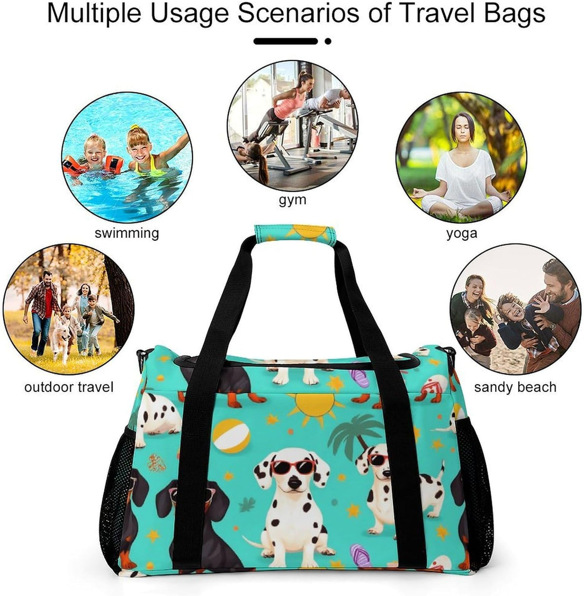 Duffel Bag for Travel Gym Weekender Overnight Trip Adjustable Shoulder Strap Simple Style