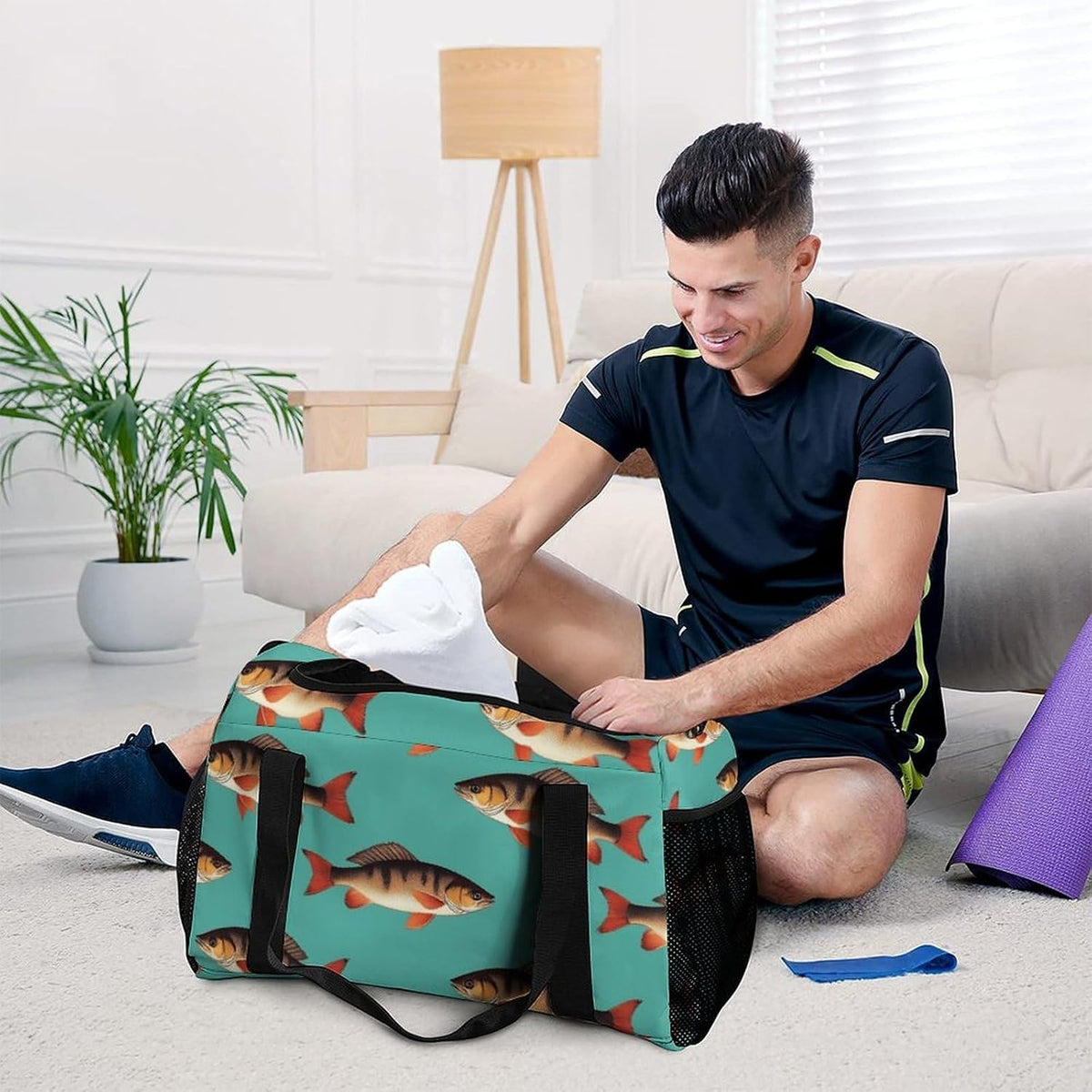 Duffel Bag for Travel Gym Weekender Overnight Trip Adjustable Shoulder Strap Simple Style