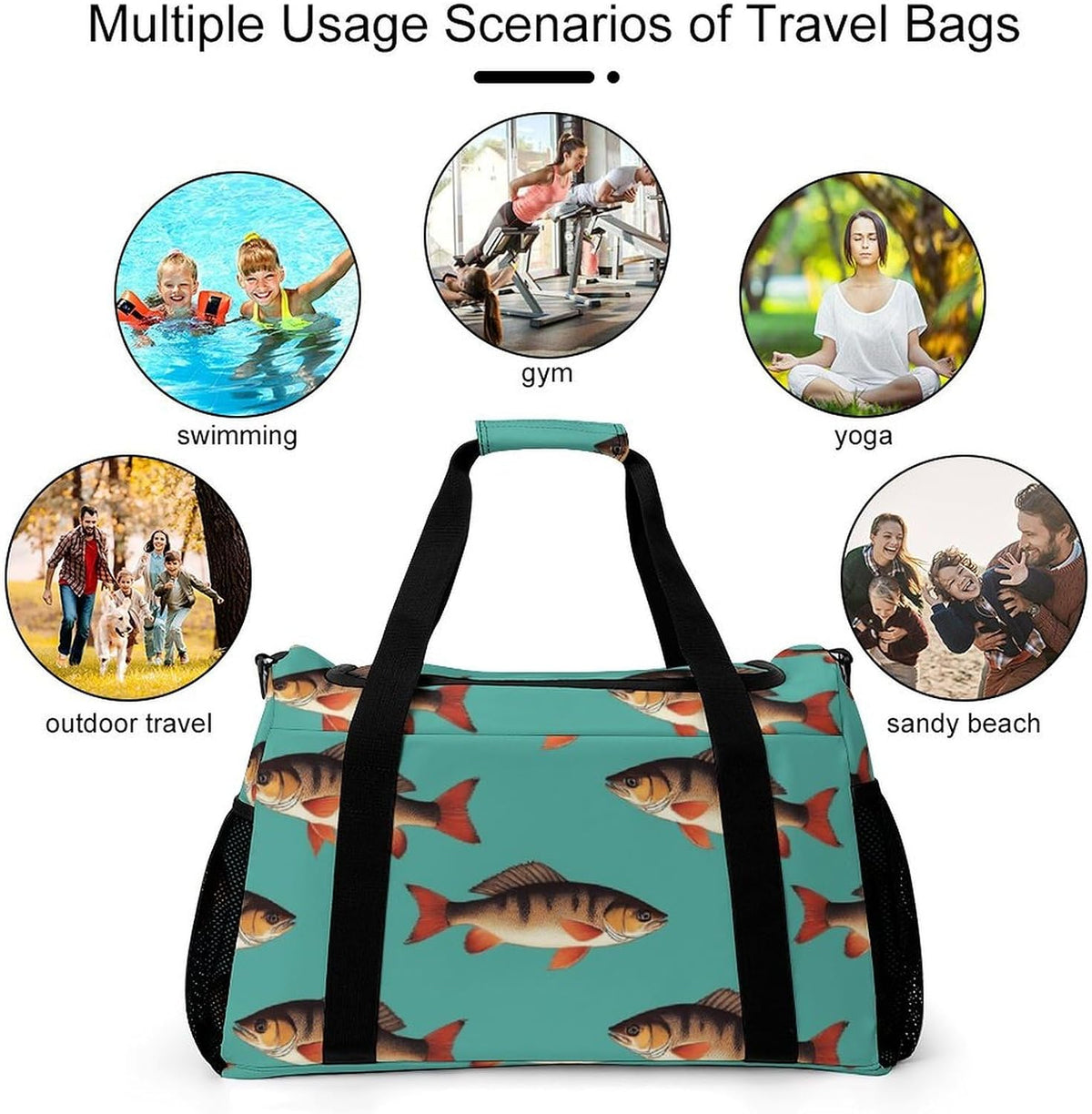Duffel Bag for Travel Gym Weekender Overnight Trip Adjustable Shoulder Strap Simple Style