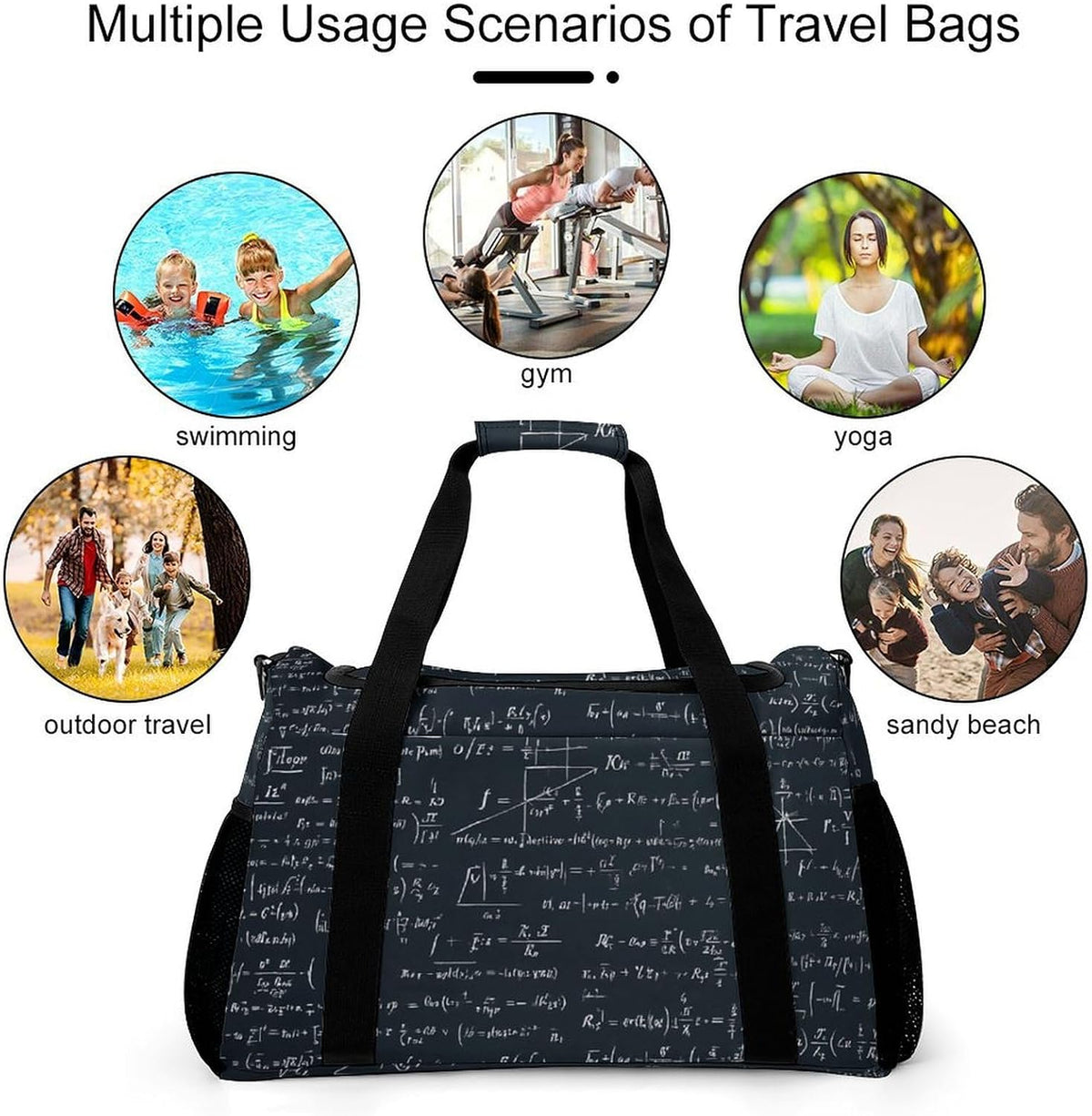 Duffel Bag for Travel Gym Weekender Overnight Trip Adjustable Shoulder Strap Simple Style