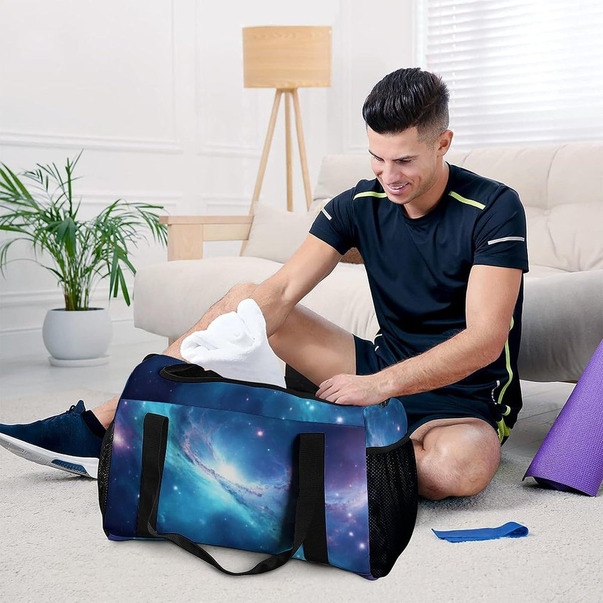 Duffel Bag for Travel Gym Weekender Overnight Trip Adjustable Shoulder Strap Simple Style