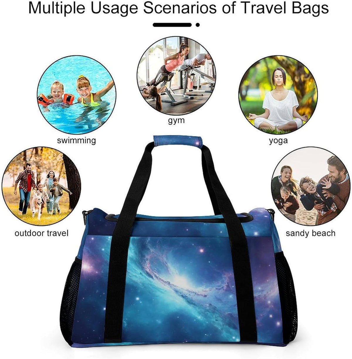 Duffel Bag for Travel Gym Weekender Overnight Trip Adjustable Shoulder Strap Simple Style