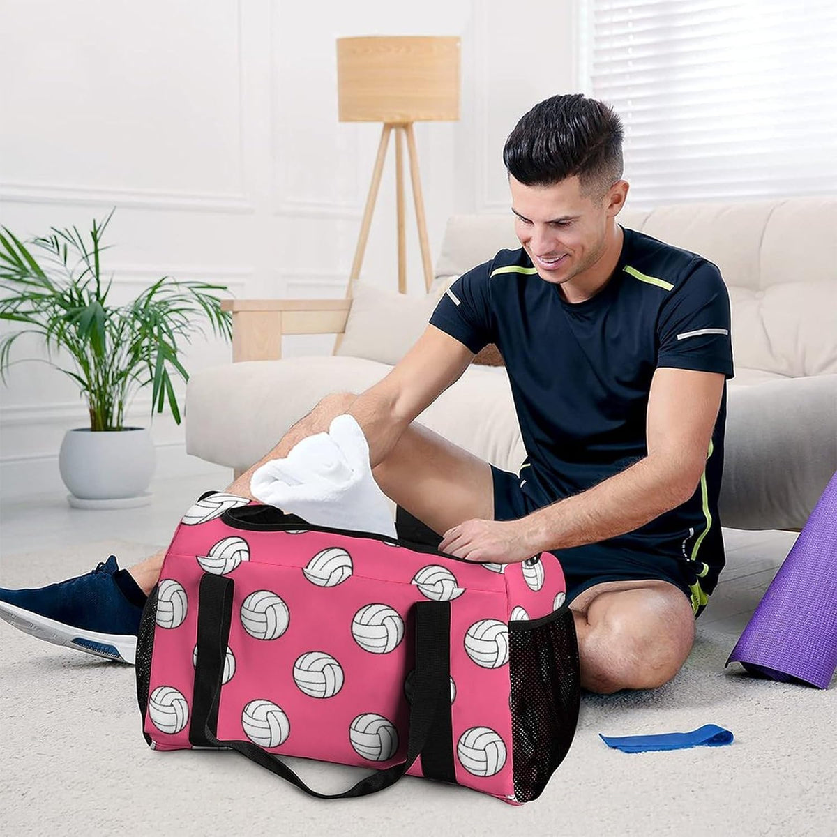Duffel Bag for Travel Gym Weekender Overnight Trip Adjustable Shoulder Strap Simple Style