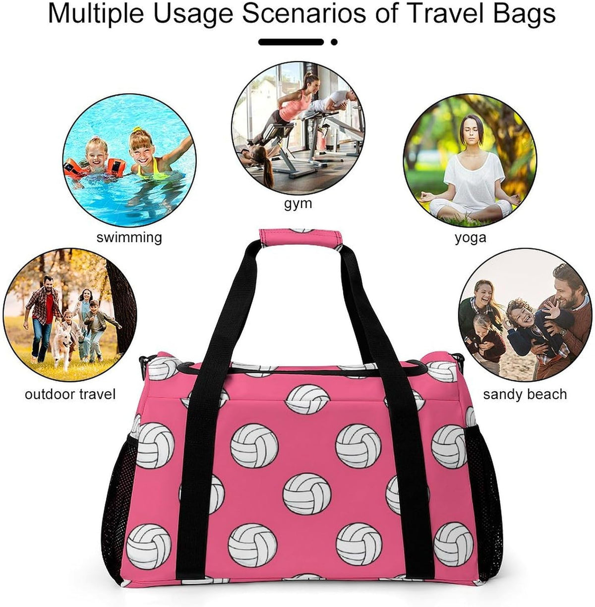 Duffel Bag for Travel Gym Weekender Overnight Trip Adjustable Shoulder Strap Simple Style