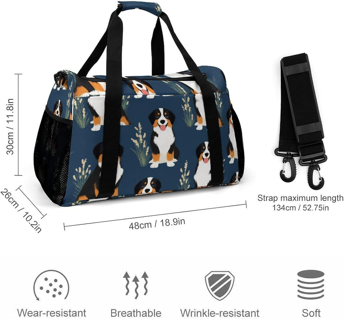 Duffel Bag for Travel Gym Weekender Overnight Trip Adjustable Shoulder Strap Simple Style
