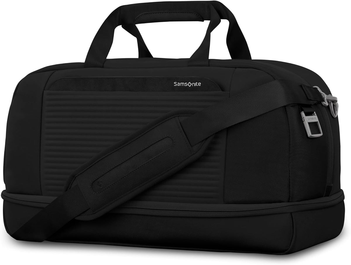 Paralux Weekender Duffel Bag, Travel Carry-On Bag with Wide Opening, Drop-Bottom Shoe & Laundry Compartment, AirTag Holder, StackIt Strap - Business & Leisure Travel Bag