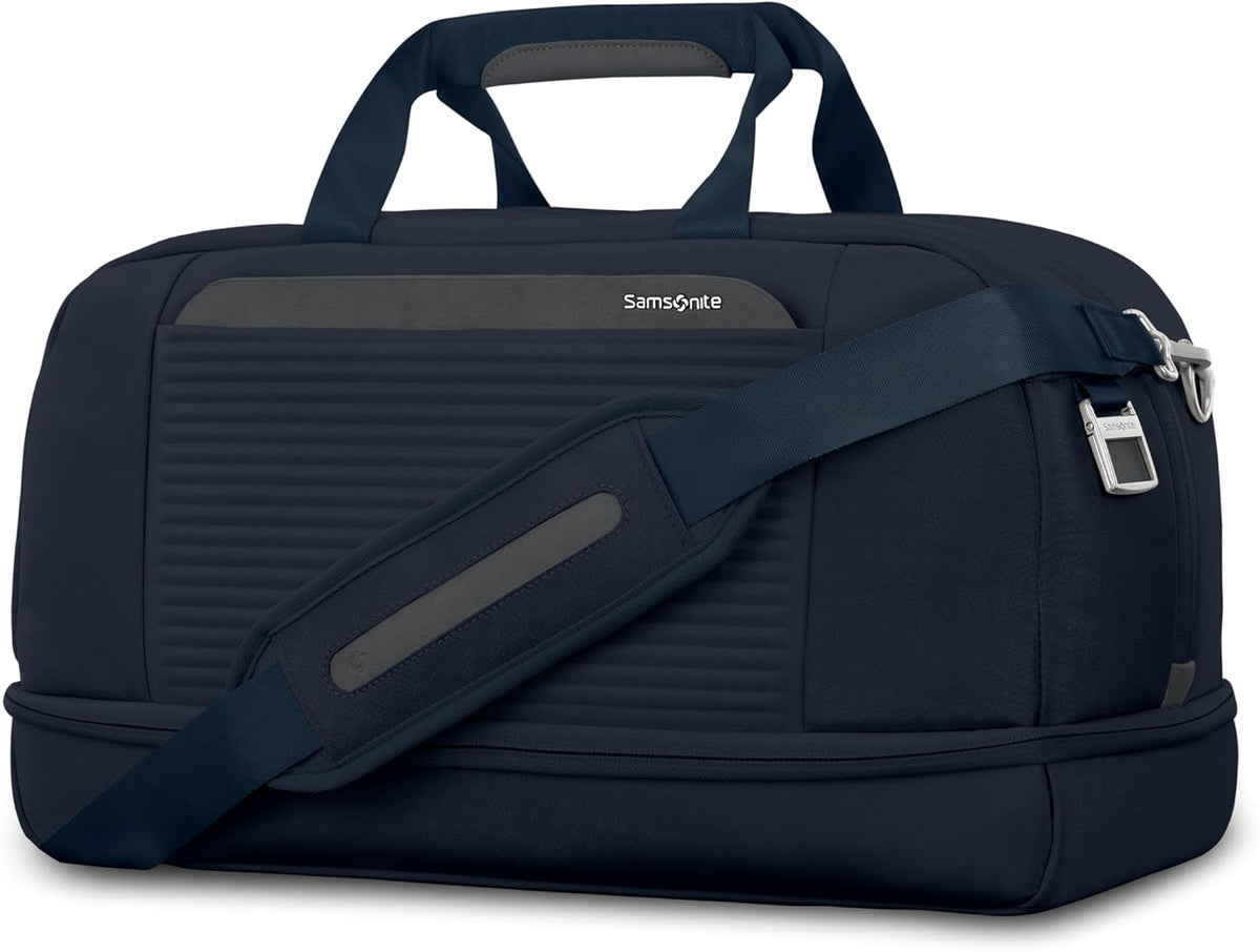 Paralux Weekender Duffel Bag, Travel Carry-On Bag with Wide Opening, Drop-Bottom Shoe & Laundry Compartment, AirTag Holder, StackIt Strap - Business & Leisure Travel Bag