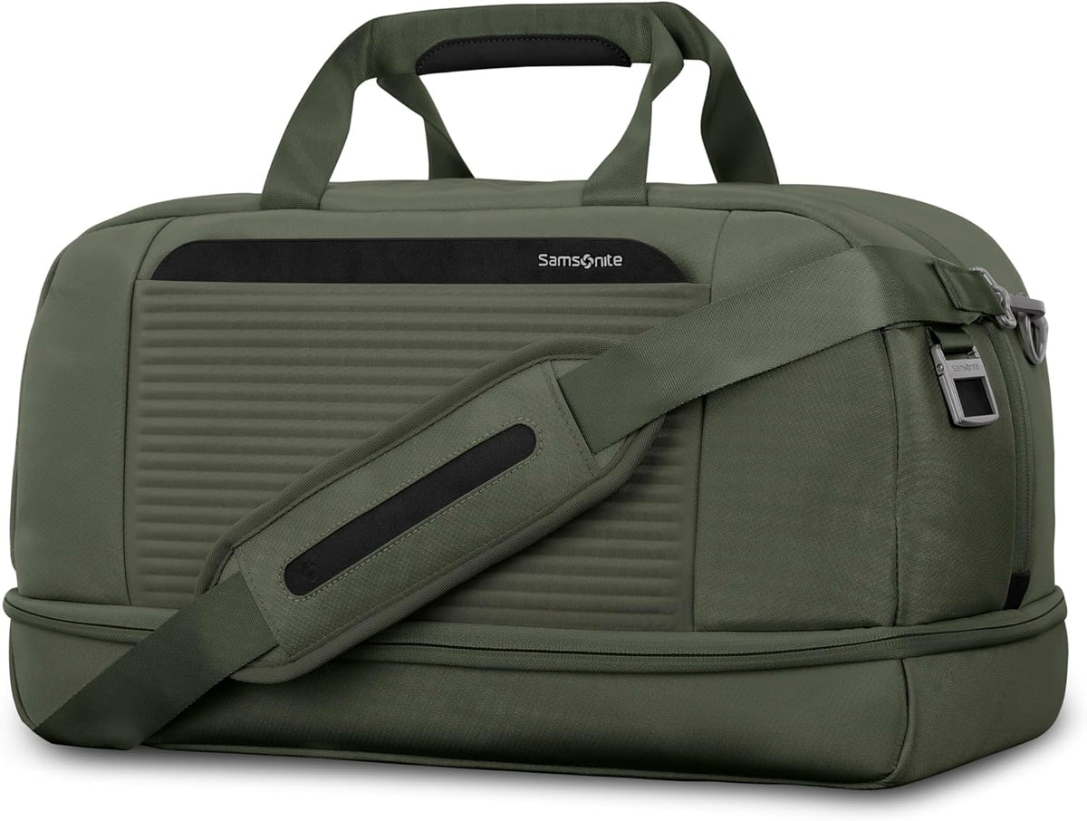 Paralux Weekender Duffel Bag, Travel Carry-On Bag with Wide Opening, Drop-Bottom Shoe & Laundry Compartment, AirTag Holder, StackIt Strap - Business & Leisure Travel Bag