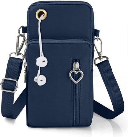 Small Crossbody Wallet Phone Bag, Nylon Cell Phone Purse, Travel Crossbody Bag Cell Phone Shoulder Bag Arm Bag Mini Wallet Purse, with Headphone Port (Black)