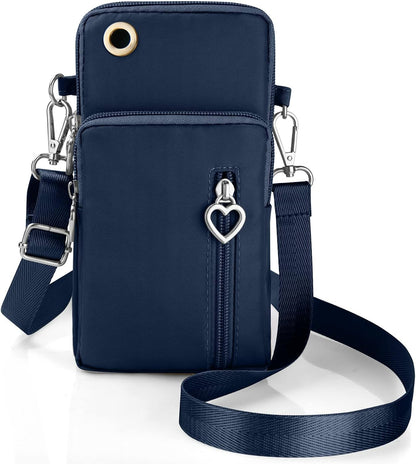 Small Crossbody Wallet Phone Bag, Nylon Cell Phone Purse, Travel Crossbody Bag Cell Phone Shoulder Bag Arm Bag Mini Wallet Purse, with Headphone Port (Black)