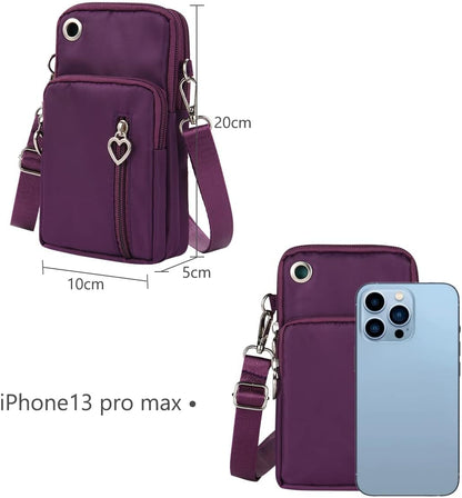 Small Crossbody Wallet Phone Bag, Nylon Cell Phone Purse, Travel Crossbody Bag Cell Phone Shoulder Bag Arm Bag Mini Wallet Purse, with Headphone Port (Black)
