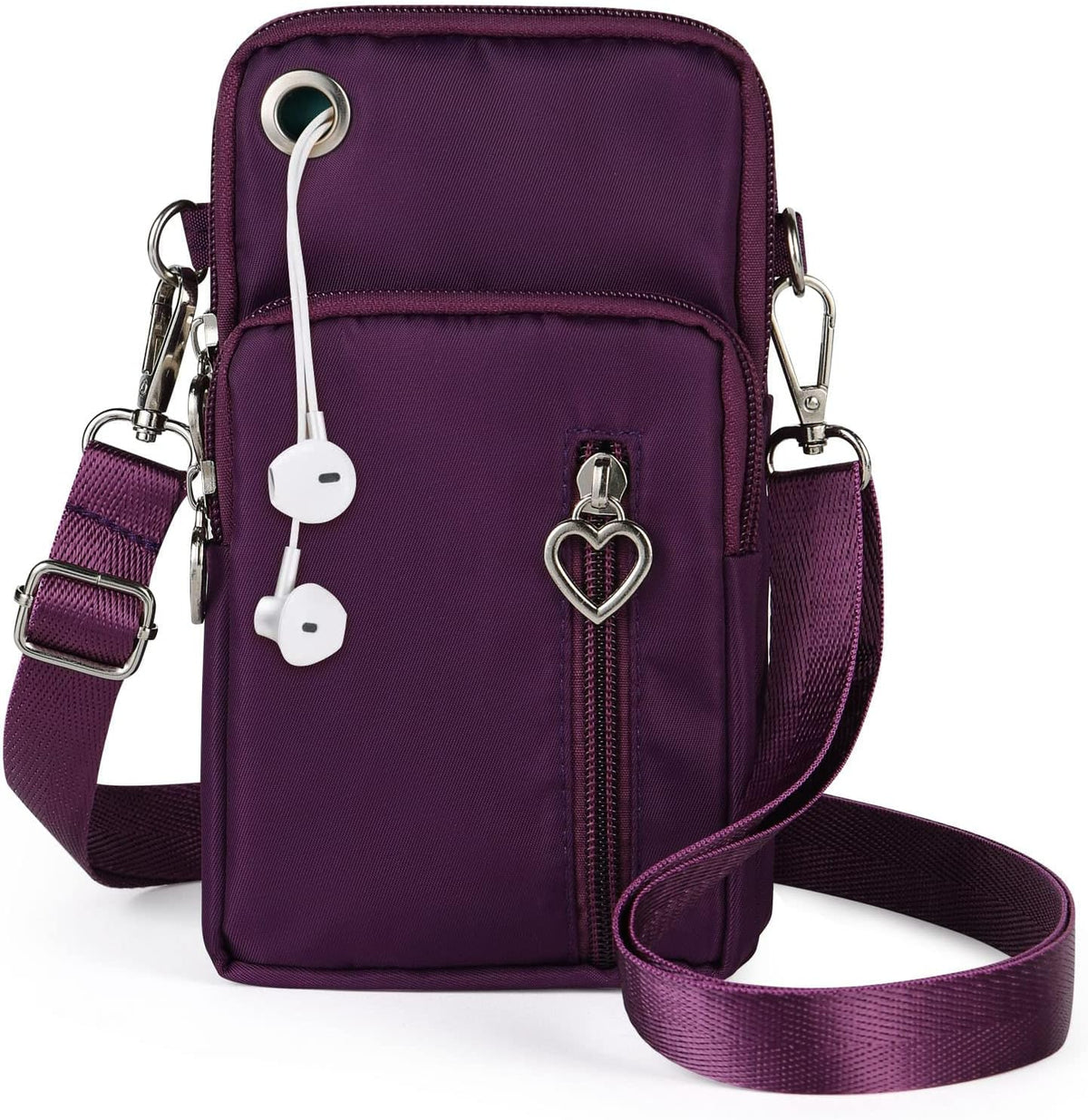 Small Crossbody Wallet Phone Bag, Nylon Cell Phone Purse, Travel Crossbody Bag Cell Phone Shoulder Bag Arm Bag Mini Wallet Purse, with Headphone Port (Black)