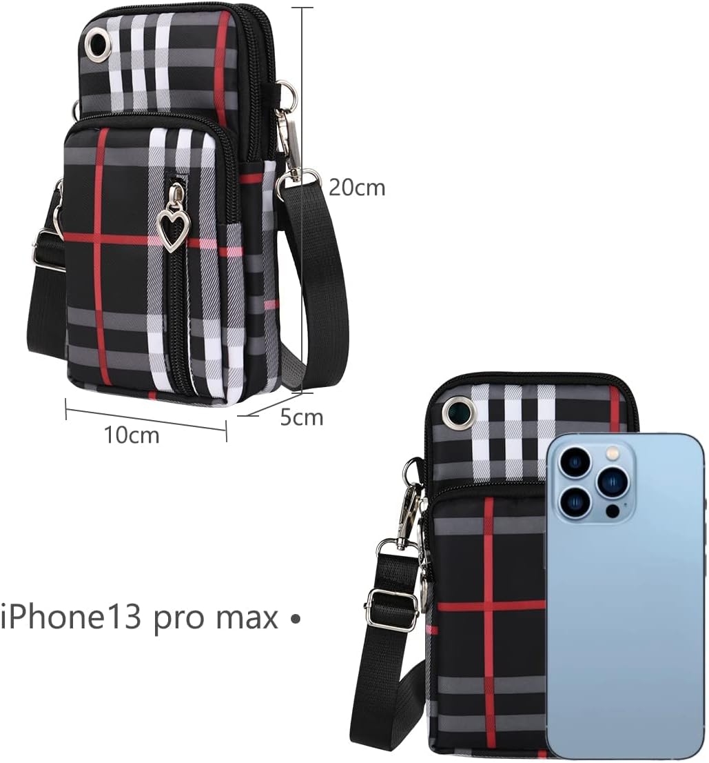 Small Crossbody Wallet Phone Bag, Nylon Cell Phone Purse, Travel Crossbody Bag Cell Phone Shoulder Bag Arm Bag Mini Wallet Purse, with Headphone Port (Black)