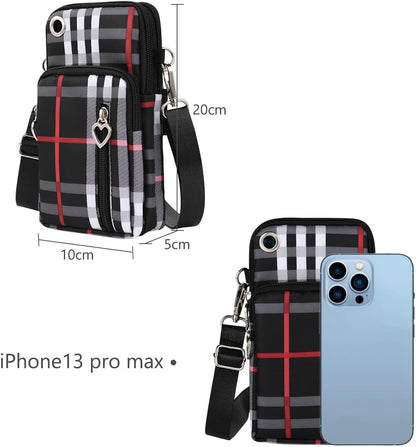 Small Crossbody Wallet Phone Bag, Nylon Cell Phone Purse, Travel Crossbody Bag Cell Phone Shoulder Bag Arm Bag Mini Wallet Purse, with Headphone Port (Black)