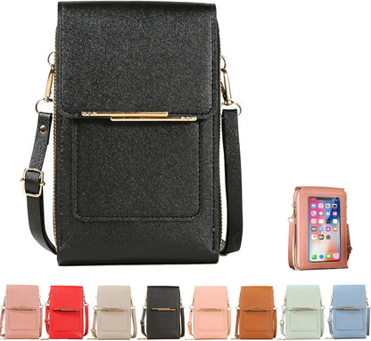 Small Touchscreen Phone Crossbody Bag – Anti-Theft Leather Messenger Bag for Women, Lightweight Travel Shoulder Purse