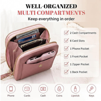 Small Touchscreen Phone Crossbody Bag – Anti-Theft Leather Messenger Bag for Women, Lightweight Travel Shoulder Purse