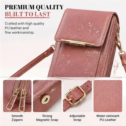 Small Touchscreen Phone Crossbody Bag – Anti-Theft Leather Messenger Bag for Women, Lightweight Travel Shoulder Purse