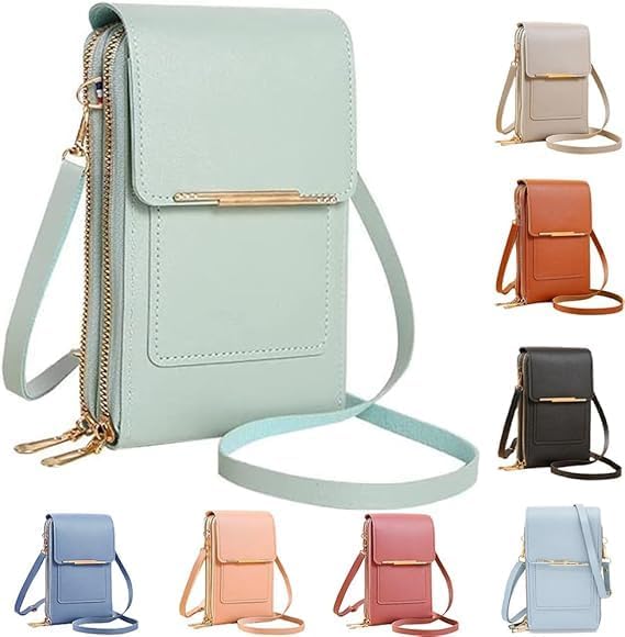 Small Touchscreen Phone Crossbody Bag – Anti-Theft Leather Messenger Bag for Women, Lightweight Travel Shoulder Purse
