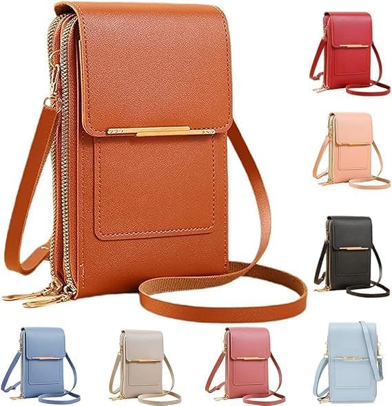 Small Touchscreen Phone Crossbody Bag – Anti-Theft Leather Messenger Bag for Women, Lightweight Travel Shoulder Purse