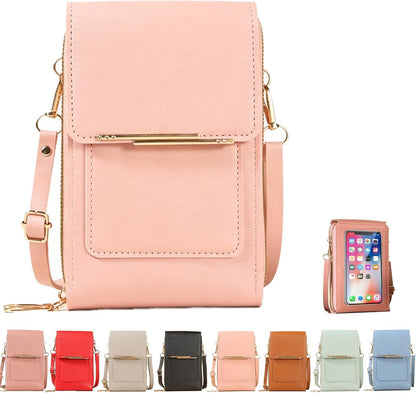 Small Touchscreen Phone Crossbody Bag – Anti-Theft Leather Messenger Bag for Women, Lightweight Travel Shoulder Purse