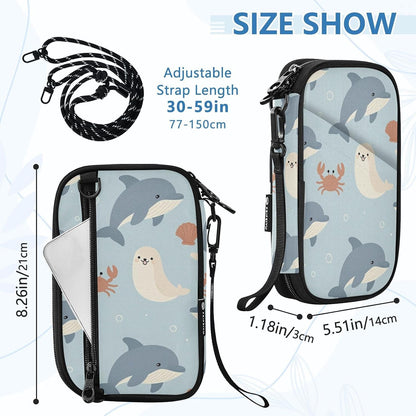 Travel Doc Organizer 21×14×3 CM | Polyester Oxford Multi Pockets Multi-Way Carry for Men Women Outdoor Sea Whales