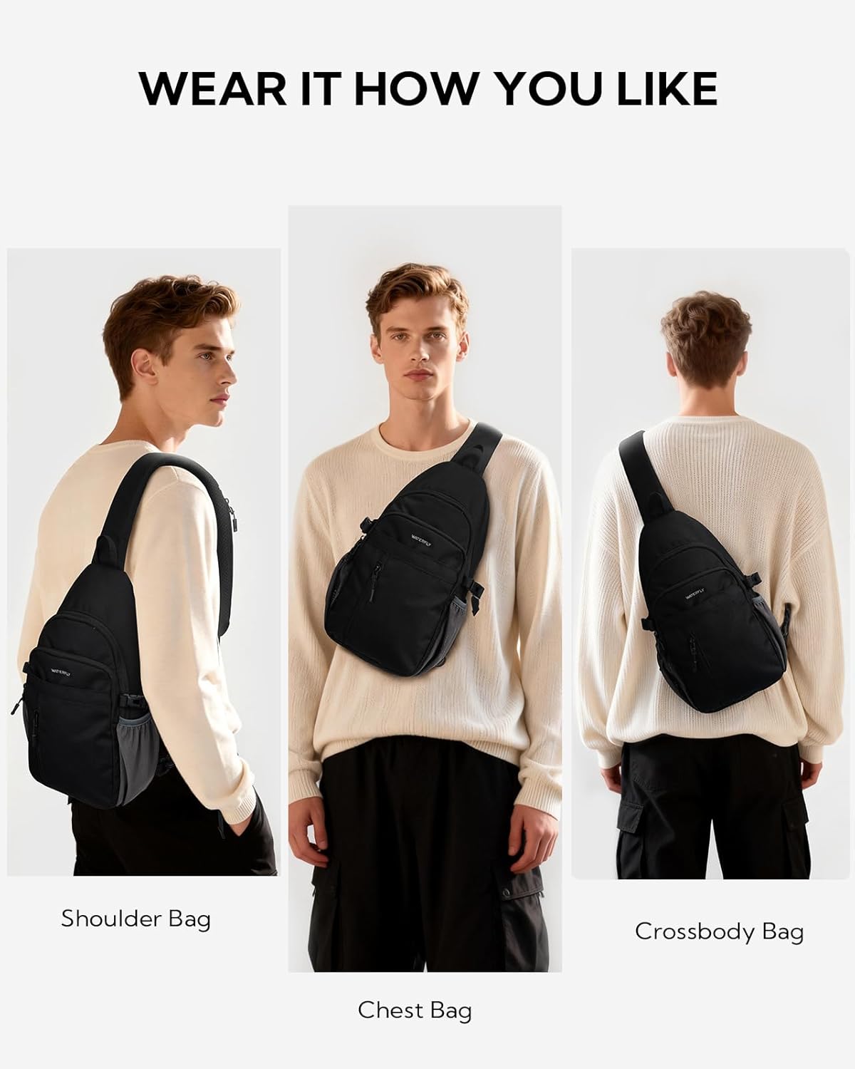 Small Crossbody Sling Bag: RFID Travel Hiking Daypack Man Woman | RFID-blocking,12 Multi-compartment pockets,Water-resistant,Adjustable shoulder strap with phone pocket,Durable nylon