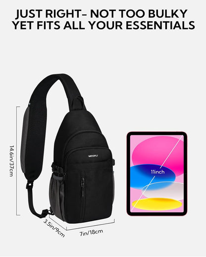 Small Crossbody Sling Bag: RFID Travel Hiking Daypack Man Woman | RFID-blocking,12 Multi-compartment pockets,Water-resistant,Adjustable shoulder strap with phone pocket,Durable nylon