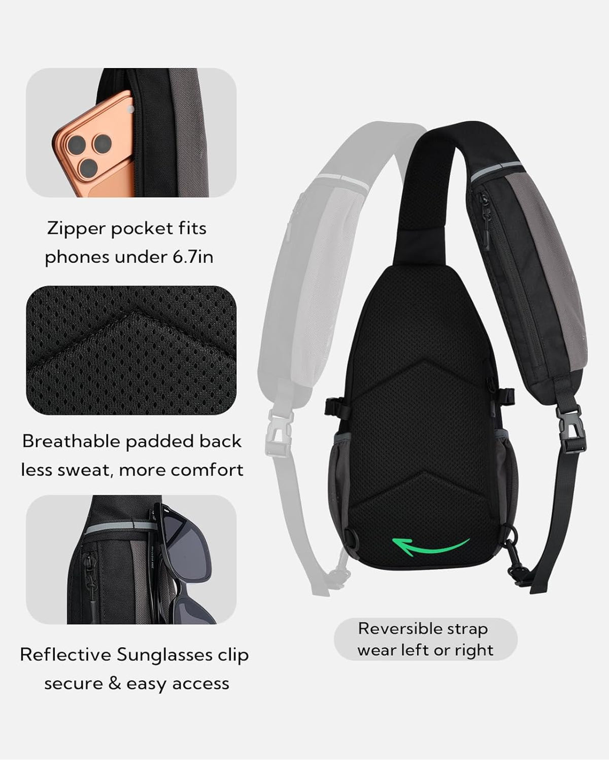 Small Crossbody Sling Bag: RFID Travel Hiking Daypack Man Woman | RFID-blocking,12 Multi-compartment pockets,Water-resistant,Adjustable shoulder strap with phone pocket,Durable nylon