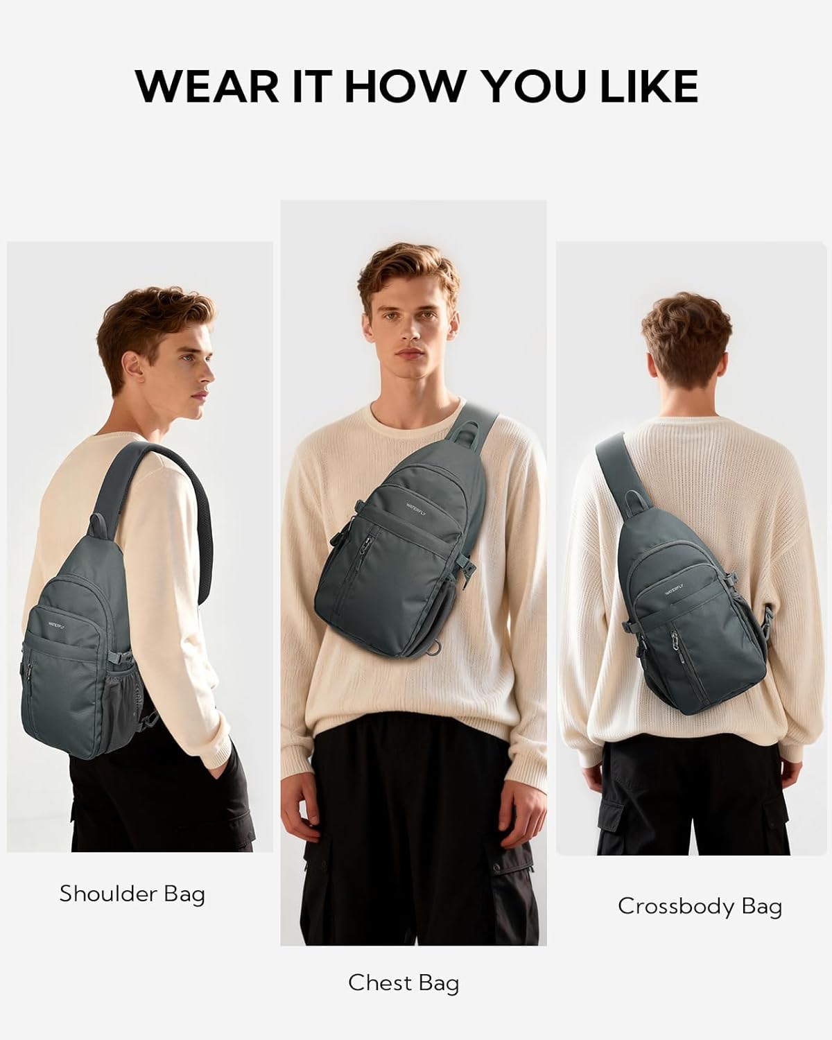 Small Crossbody Sling Bag: RFID Travel Hiking Daypack Man Woman | RFID-blocking,12 Multi-compartment pockets,Water-resistant,Adjustable shoulder strap with phone pocket,Durable nylon