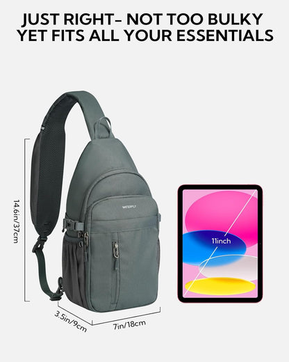 Small Crossbody Sling Bag: RFID Travel Hiking Daypack Man Woman | RFID-blocking,12 Multi-compartment pockets,Water-resistant,Adjustable shoulder strap with phone pocket,Durable nylon