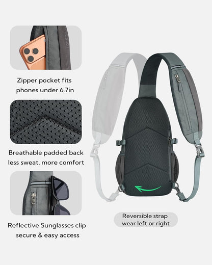 Small Crossbody Sling Bag: RFID Travel Hiking Daypack Man Woman | RFID-blocking,12 Multi-compartment pockets,Water-resistant,Adjustable shoulder strap with phone pocket,Durable nylon