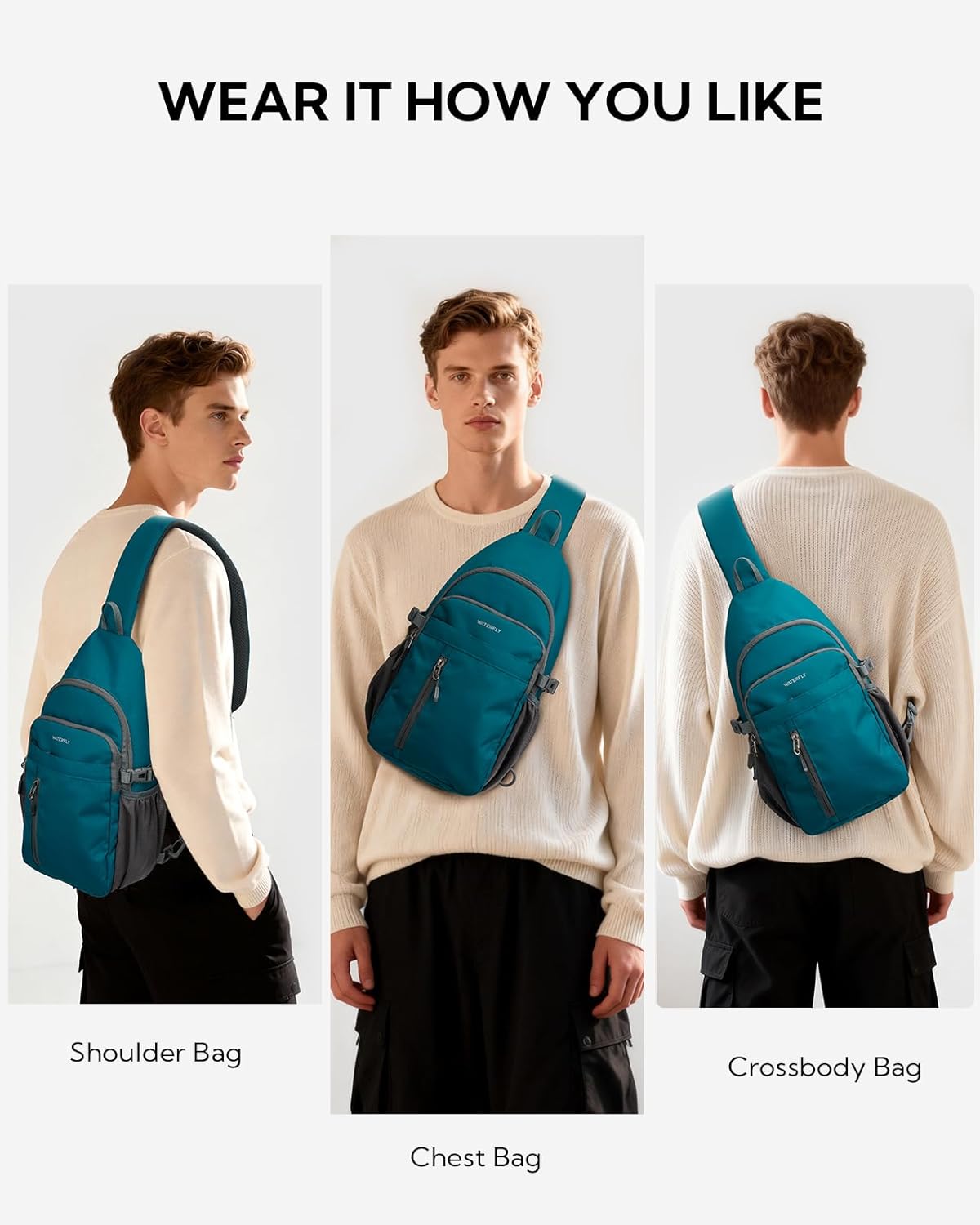 Small Crossbody Sling Bag: RFID Travel Hiking Daypack Man Woman | RFID-blocking,12 Multi-compartment pockets,Water-resistant,Adjustable shoulder strap with phone pocket,Durable nylon