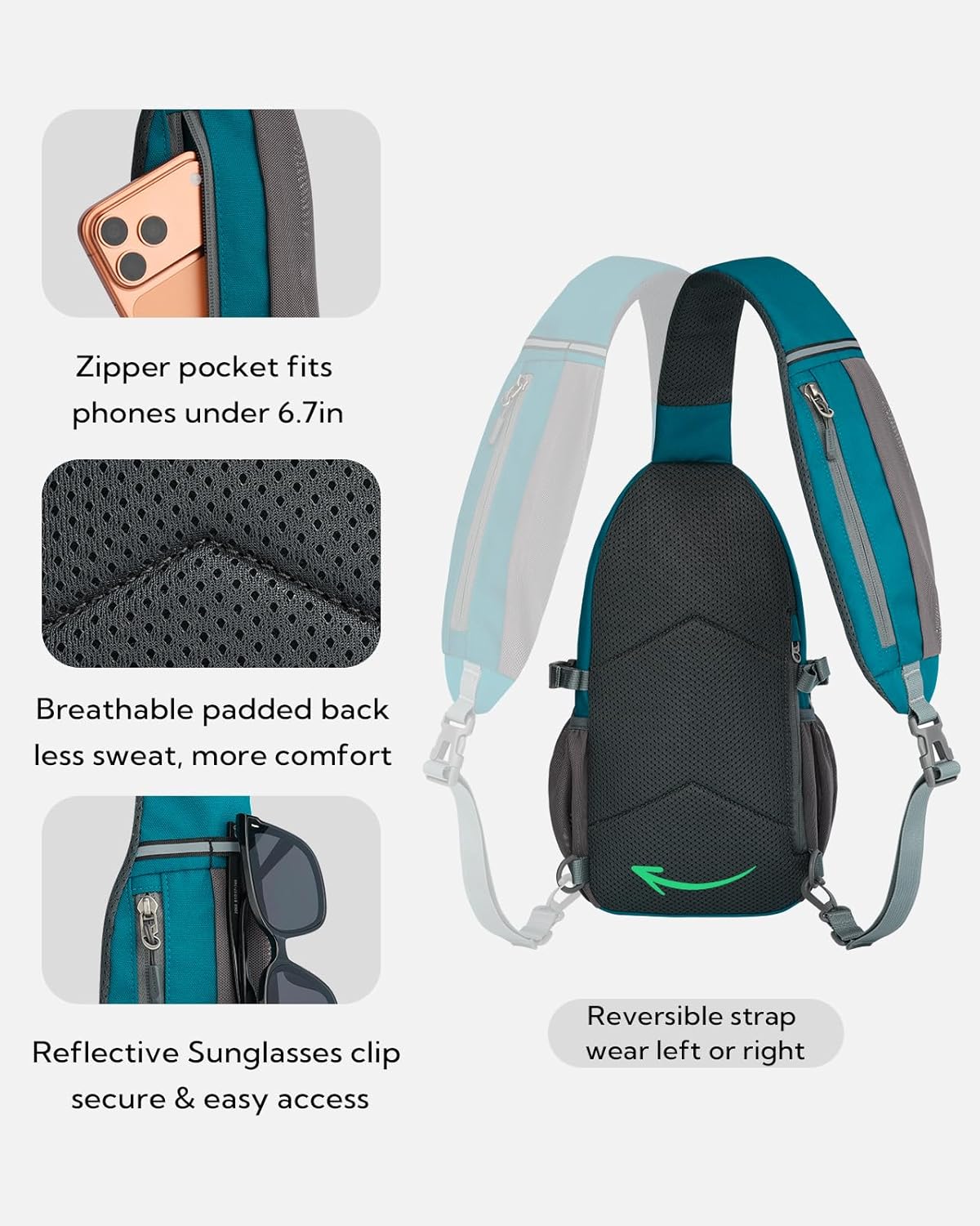 Small Crossbody Sling Bag: RFID Travel Hiking Daypack Man Woman | RFID-blocking,12 Multi-compartment pockets,Water-resistant,Adjustable shoulder strap with phone pocket,Durable nylon