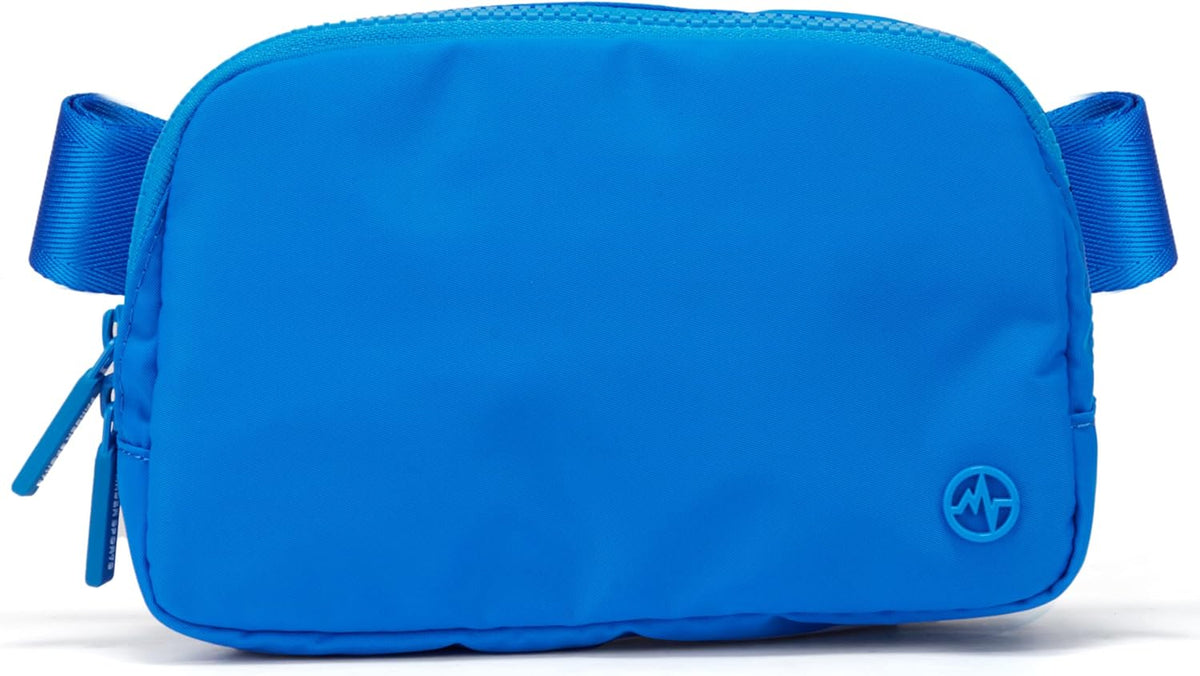 Two Way Zipper Fanny Pack Nylon Everywhere Belt Bag for Women, Water Repellent Waist Packs, Crossbody Bags with Adjustable Strap (Black).