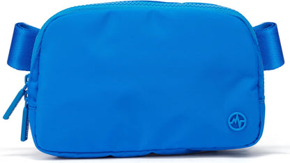 Two Way Zipper Fanny Pack Nylon Everywhere Belt Bag for Women, Water Repellent Waist Packs, Crossbody Bags with Adjustable Strap (Black).