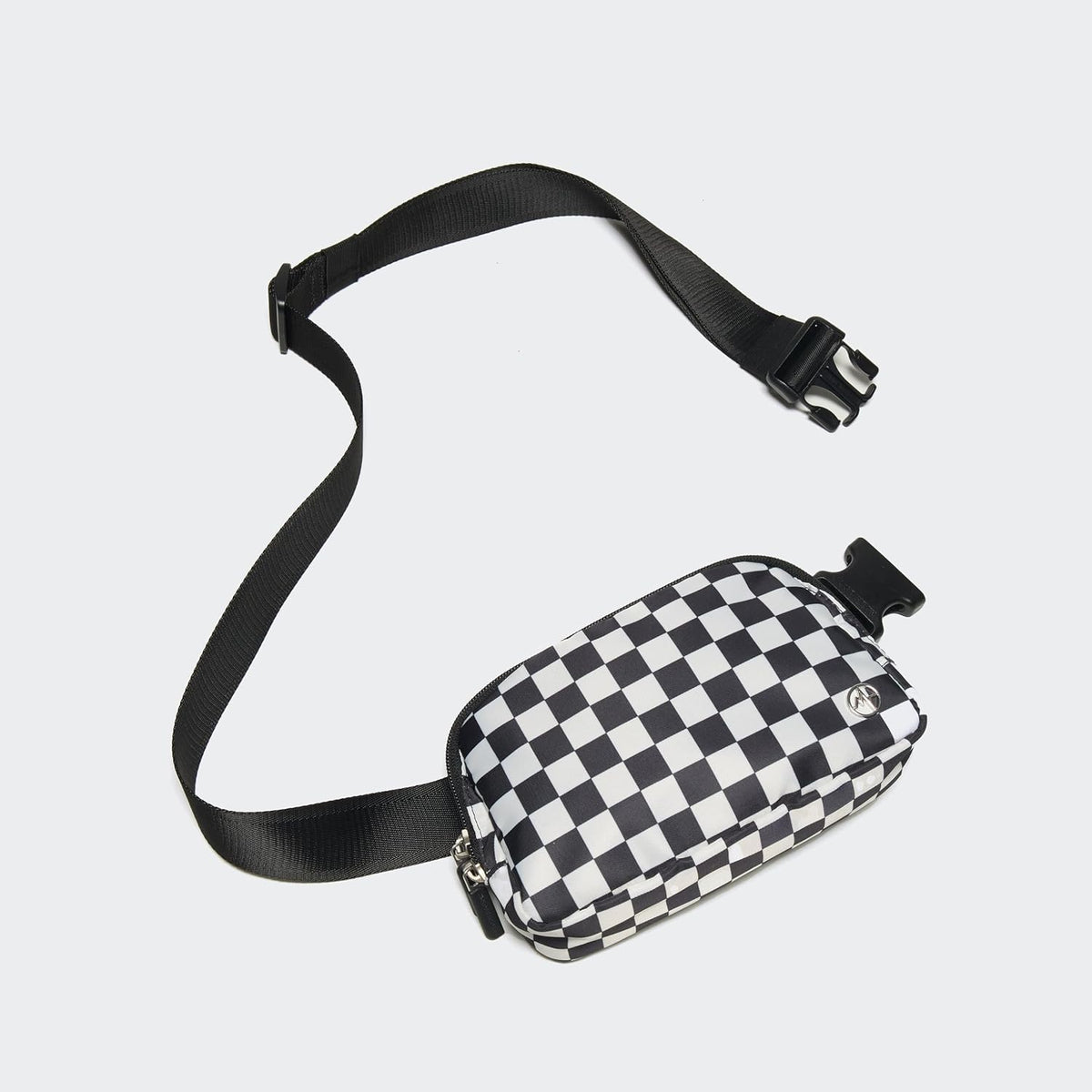 Two Way Zipper Fanny Pack Nylon Everywhere Belt Bag for Women, Water Repellent Waist Packs, Crossbody Bags with Adjustable Strap (Black).