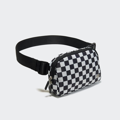 Two Way Zipper Fanny Pack Nylon Everywhere Belt Bag for Women, Water Repellent Waist Packs, Crossbody Bags with Adjustable Strap (Black).