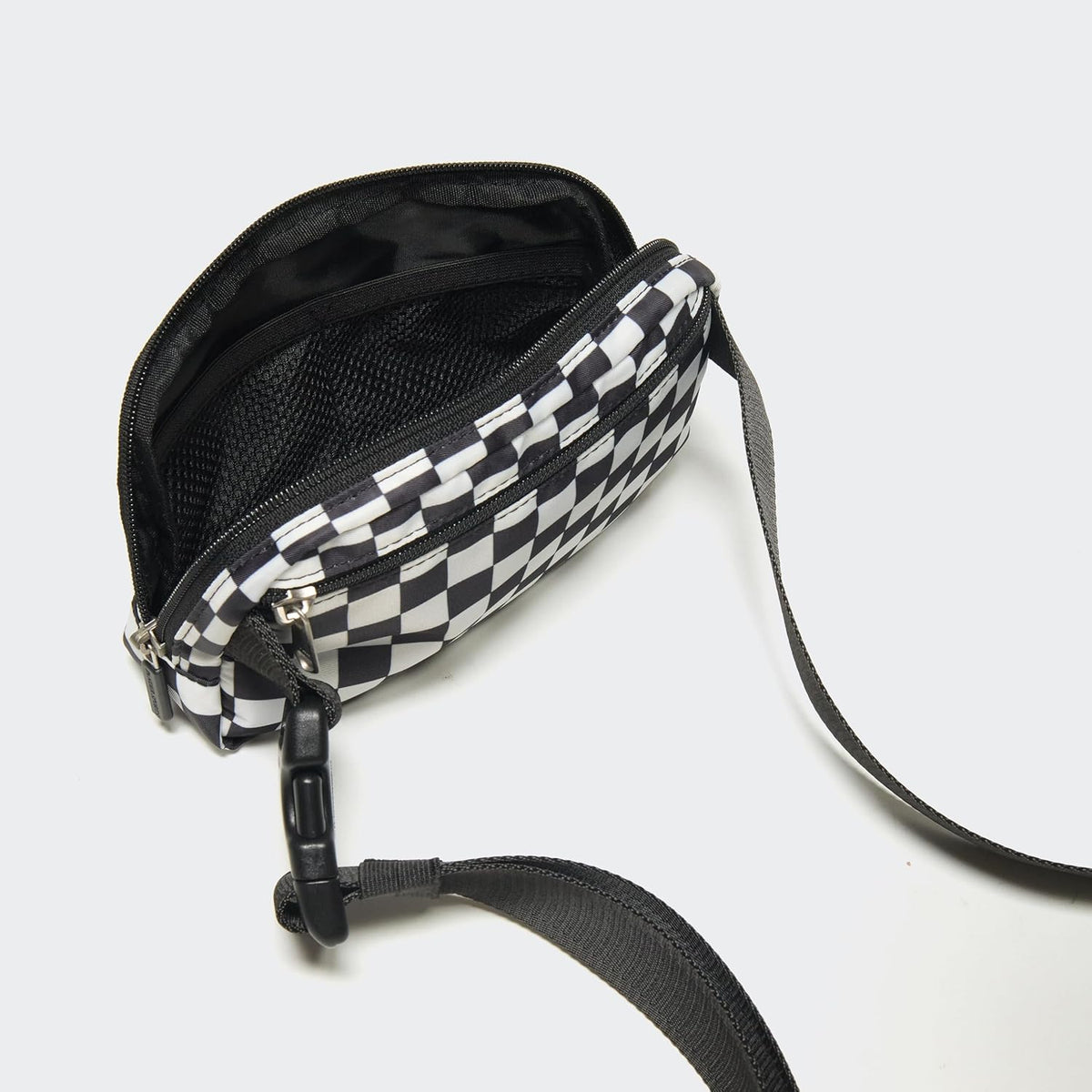 Two Way Zipper Fanny Pack Nylon Everywhere Belt Bag for Women, Water Repellent Waist Packs, Crossbody Bags with Adjustable Strap (Black).