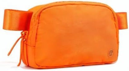 Two Way Zipper Fanny Pack Nylon Everywhere Belt Bag for Women, Water Repellent Waist Packs, Crossbody Bags with Adjustable Strap (Black).