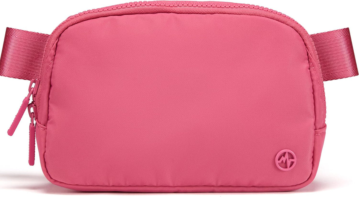 Two Way Zipper Fanny Pack Nylon Everywhere Belt Bag for Women, Water Repellent Waist Packs, Crossbody Bags with Adjustable Strap (Black).