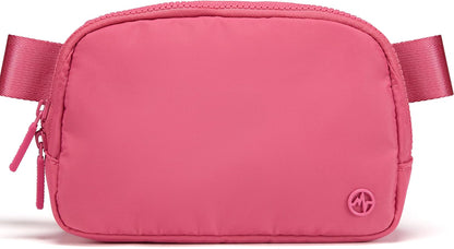 Two Way Zipper Fanny Pack Nylon Everywhere Belt Bag for Women, Water Repellent Waist Packs, Crossbody Bags with Adjustable Strap (Black).