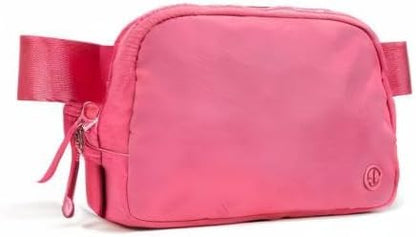 Two Way Zipper Fanny Pack Nylon Everywhere Belt Bag for Women, Water Repellent Waist Packs, Crossbody Bags with Adjustable Strap (Black).