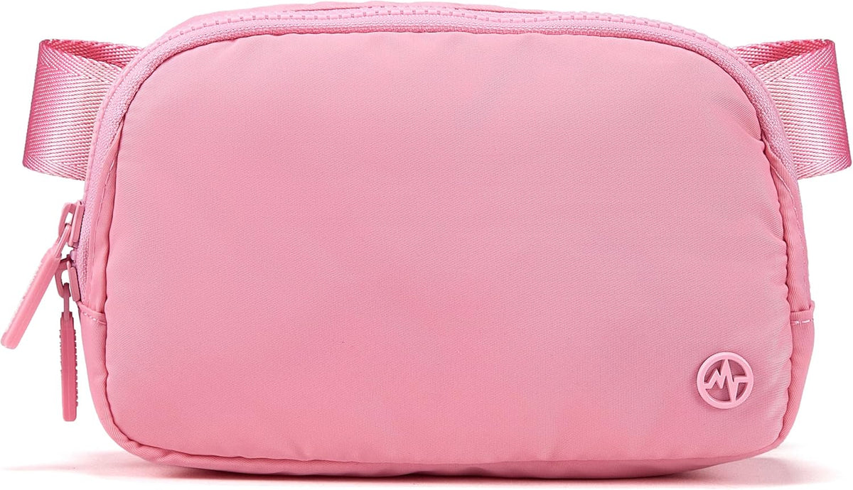 Two Way Zipper Fanny Pack Nylon Everywhere Belt Bag for Women, Water Repellent Waist Packs, Crossbody Bags with Adjustable Strap (Black).