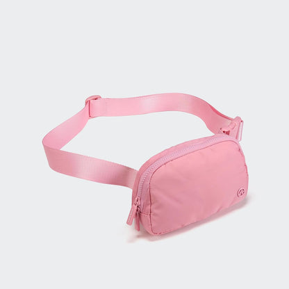 Two Way Zipper Fanny Pack Nylon Everywhere Belt Bag for Women, Water Repellent Waist Packs, Crossbody Bags with Adjustable Strap (Black).