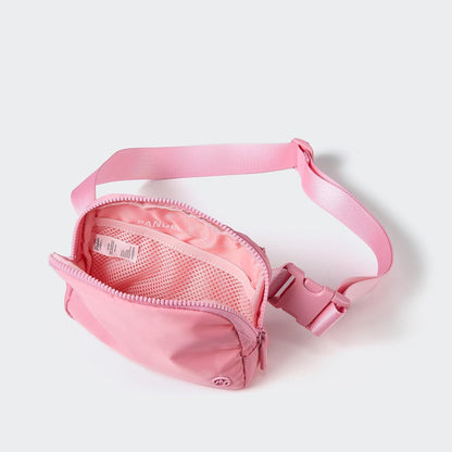 Two Way Zipper Fanny Pack Nylon Everywhere Belt Bag for Women, Water Repellent Waist Packs, Crossbody Bags with Adjustable Strap (Black).