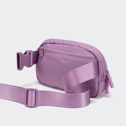 Two Way Zipper Fanny Pack Nylon Everywhere Belt Bag for Women, Water Repellent Waist Packs, Crossbody Bags with Adjustable Strap (Black).
