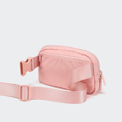 Two Way Zipper Fanny Pack Nylon Everywhere Belt Bag for Women, Water Repellent Waist Packs, Crossbody Bags with Adjustable Strap (Black).