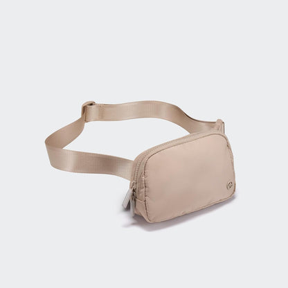 Two Way Zipper Fanny Pack Nylon Everywhere Belt Bag for Women, Water Repellent Waist Packs, Crossbody Bags with Adjustable Strap (Black).