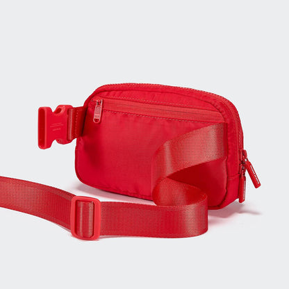Two Way Zipper Fanny Pack Nylon Everywhere Belt Bag for Women, Water Repellent Waist Packs, Crossbody Bags with Adjustable Strap (Black).
