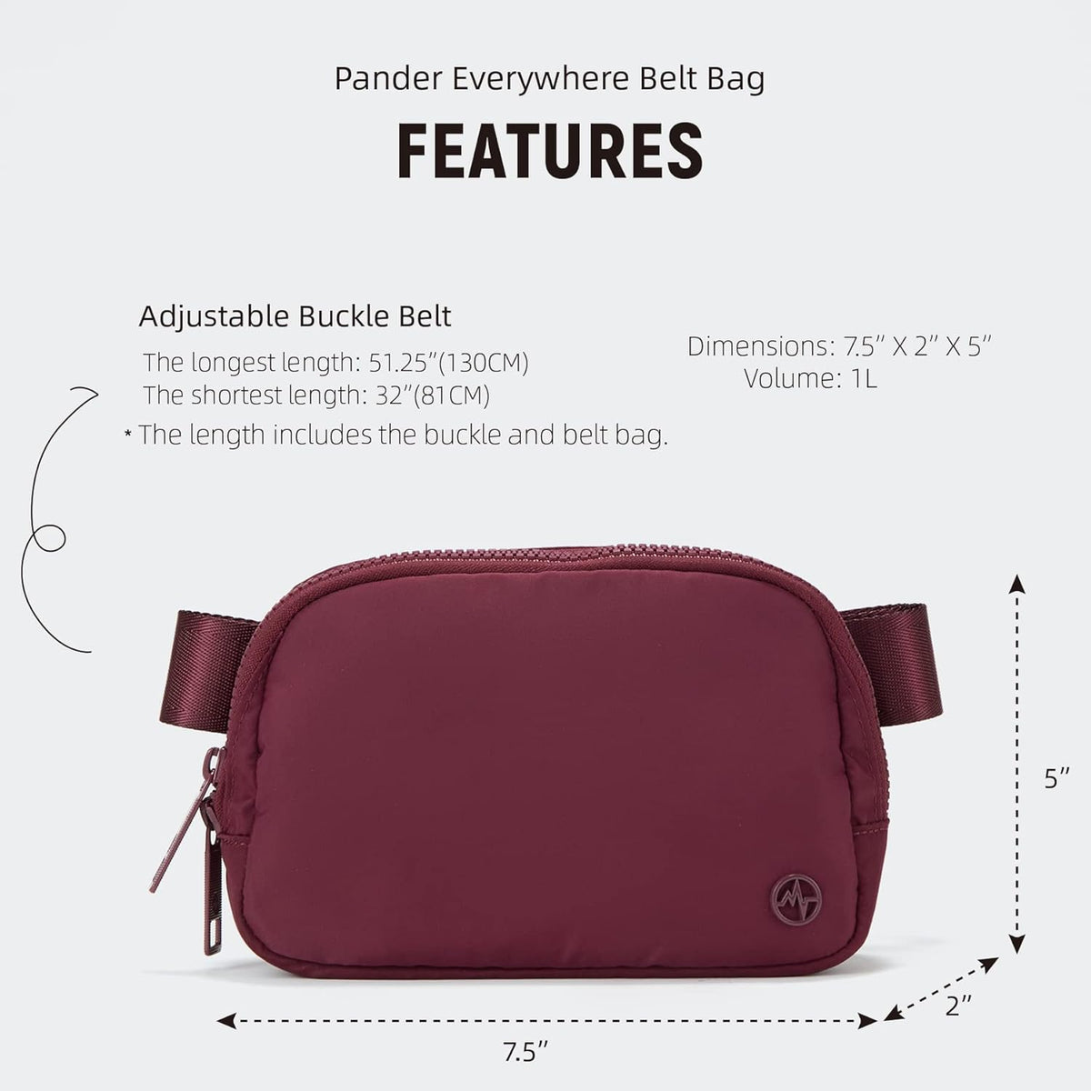 Two Way Zipper Fanny Pack Nylon Everywhere Belt Bag for Women, Water Repellent Waist Packs, Crossbody Bags with Adjustable Strap (Black).